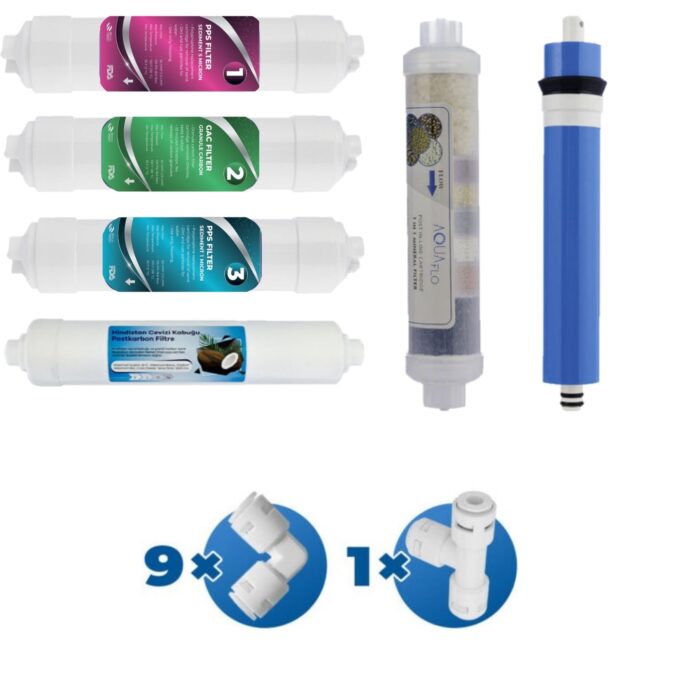 Kapalı Kasa Su Arıtma Cihazı için 6lı Multimineral Filtreli 12 Aşamalı Filtre Seti (Mikro)