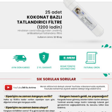 Alternative view of Tatlandırıcı Su Arıtma Filtresi 25 Adet